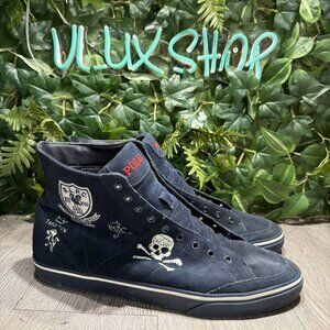 Polo Ralph Lauren Solomon NY Cross Bones Shoes Navy Suede Sneakers size 14